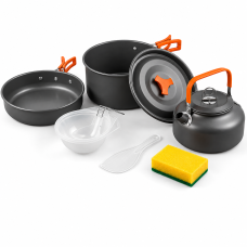 Набор туристической посуды Cooking для кемпинга отдыха рыбалки охоты походов для туристов - чайник, кастрюля, сковорода, миска и аксессуары
