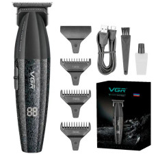 Аккумуляторный триммер для бороды и стрижки с насадками и LED дисплеем GR V-640T Black, 9000 RPM Аккумуляторный триммер для бороды и стрижки с насадками и LED дисплеем GR V-640T Black, 9000 RPM
