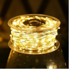 Гирлянда нить роса 50 метров 500 led теплая белая прозрачная проволока usb Гирлянда нить роса 50 метров 500 led теплая белая прозрачная проволока usb