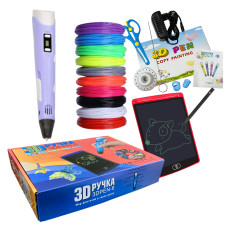 3D ручка PEN-6, комплект для объемного рисования 8в1, LCD 3D принтер-ручка для детей, Фиолетовая 3D ручка PEN-6, комплект для объемного рисования 8в1, LCD 3D принтер-ручка для детей, Фиолетовая