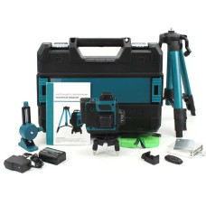 Аккумуляторный лазерный уровень 4D Blue Kit на 16 линий со штативом без экрана в кейсе Аккумуляторный лазерный уровень 4D Blue Kit на 16 линий со штативом без экрана в кейсе